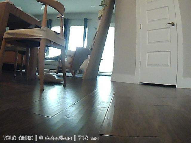 YOLO object detection running on an edge robot camera frame